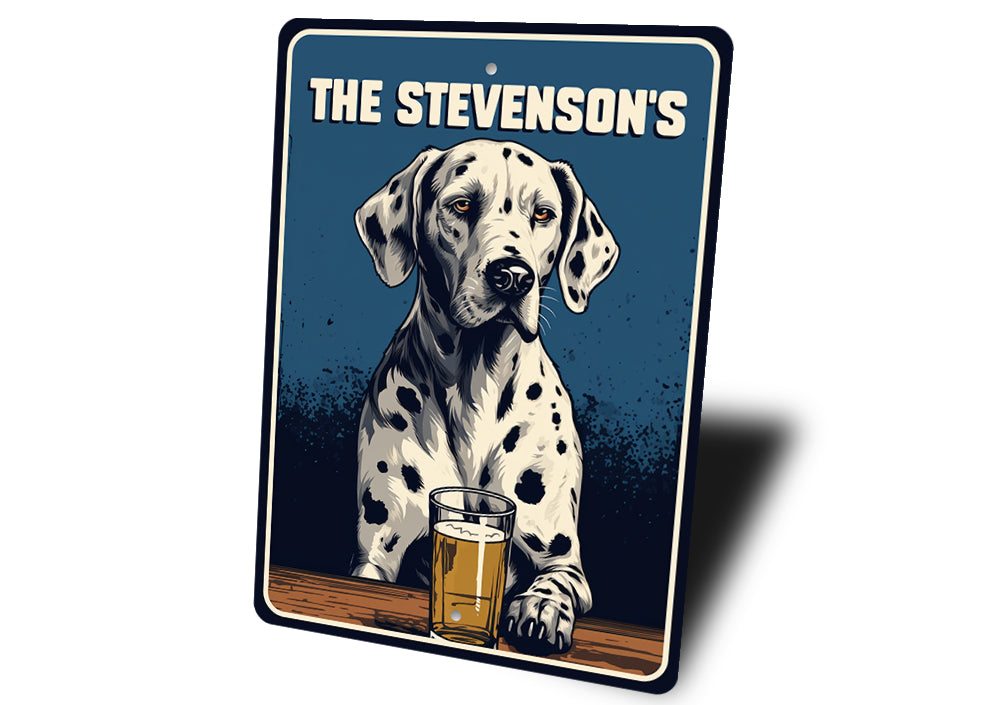 Personalized Family Name Dalmatian Home Bar Sign