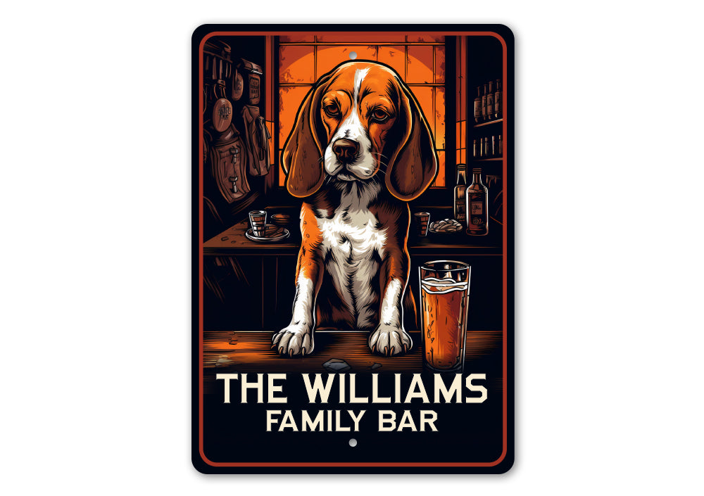 Personalized Family Bar Beagle Home Bar Sign