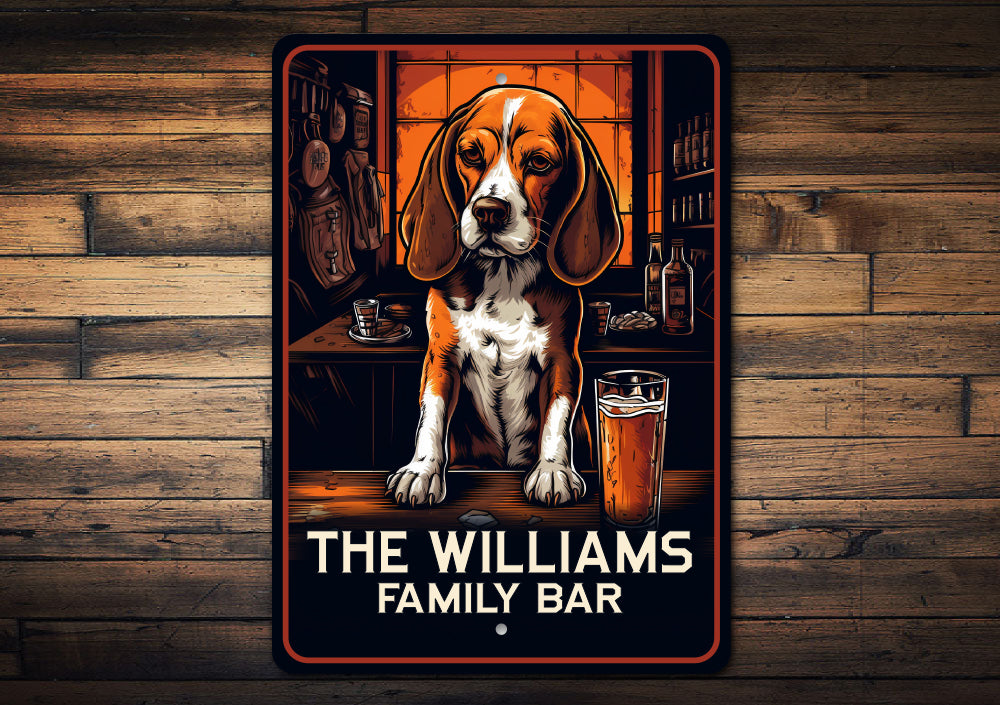 Personalized Family Bar Beagle Home Bar Sign
