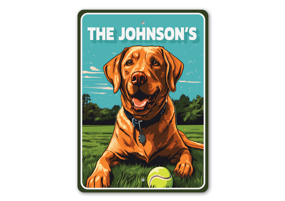 Custom Family Name Labrador Retriever Fetch Sign