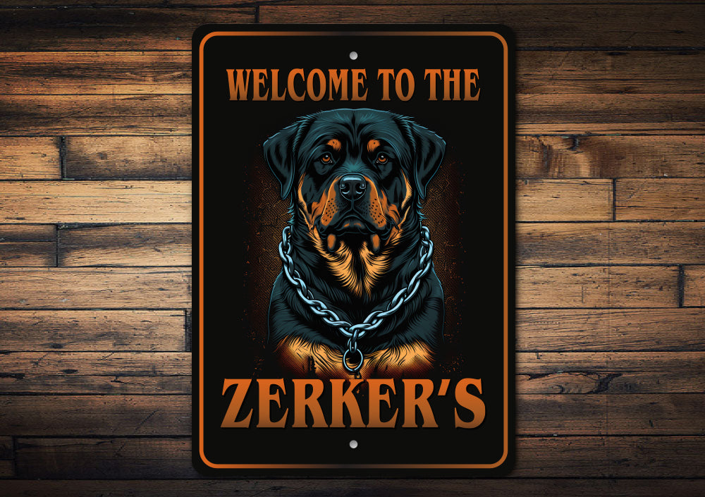 Custom Welcome To Family Name Rottweiler Dog Sign