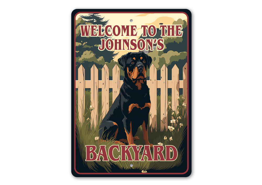 Custom Family Rottweiler K9 Backyard Welcome To Sign