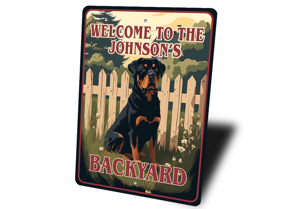 Custom Family Rottweiler K9 Backyard Welcome To Sign