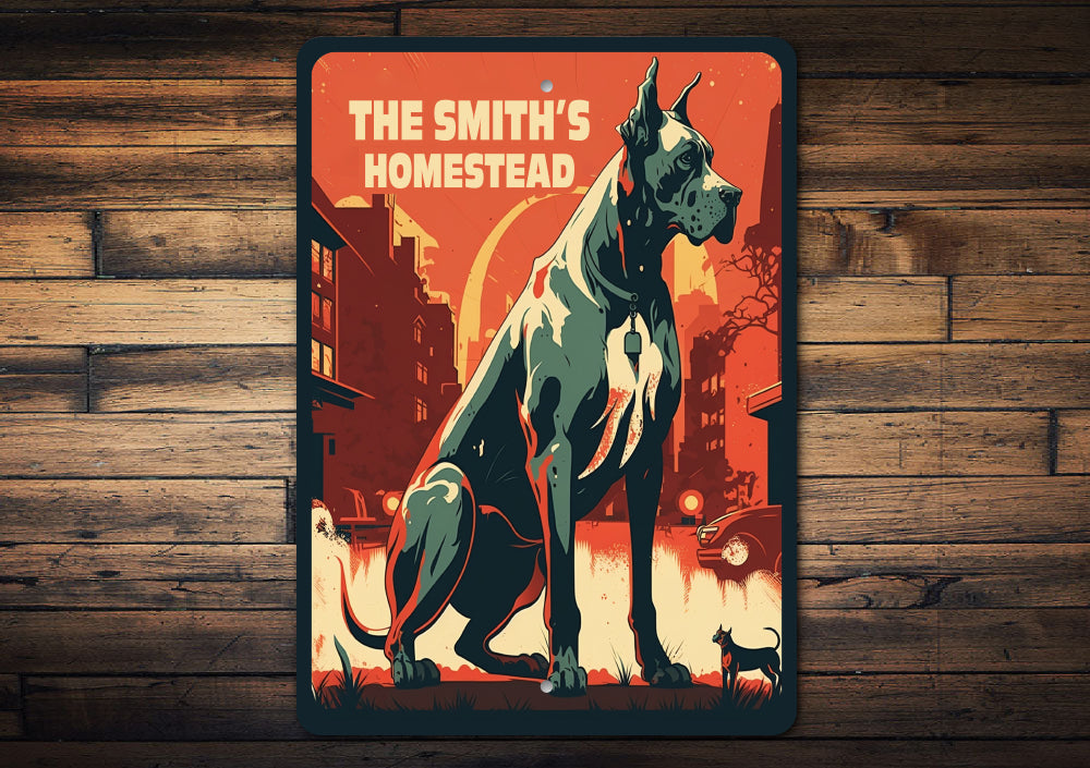 Custom Family Homestead Great Dane K9 Dog Sign