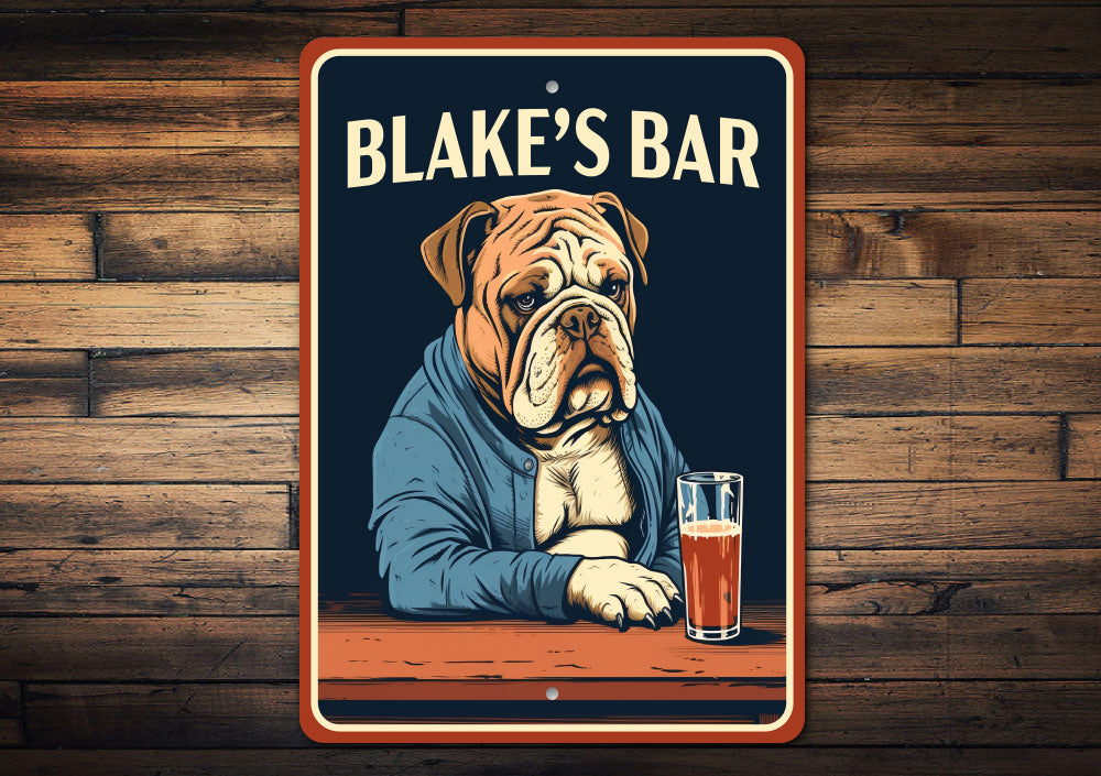 Custom Name Bulldog K9 Bar Sign