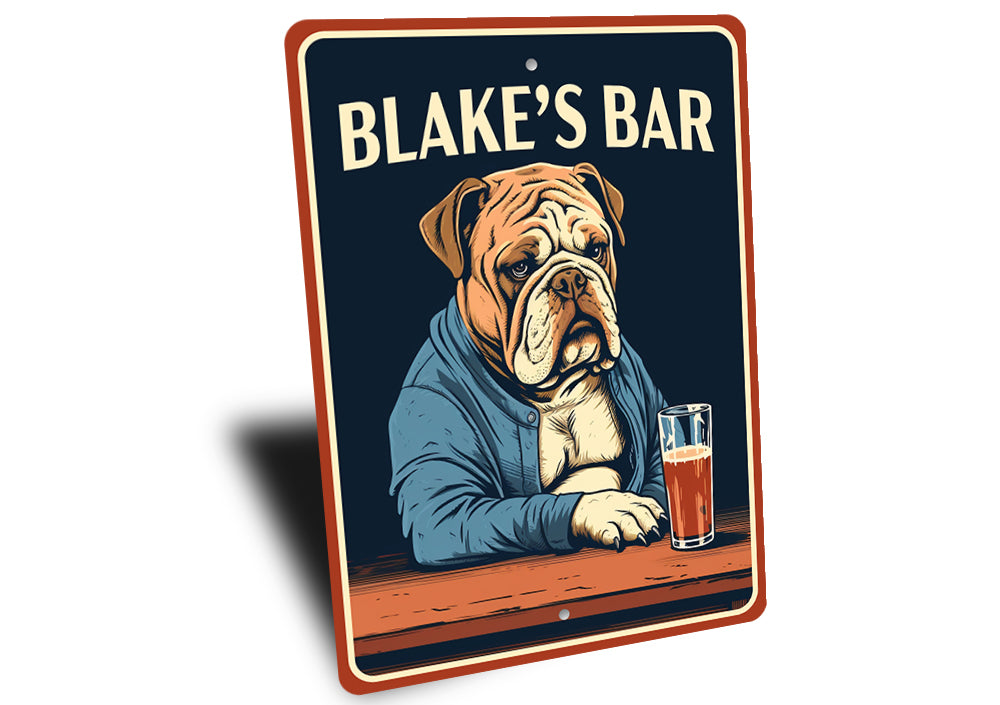 Custom Name Bulldog K9 Bar Sign