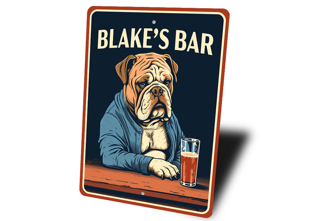 Custom Name Bulldog K9 Bar Sign