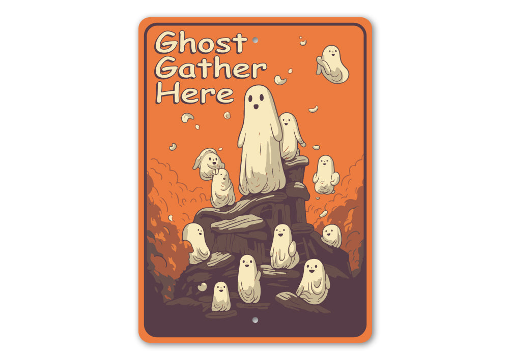 Ghost Gather Here Halloween Sign