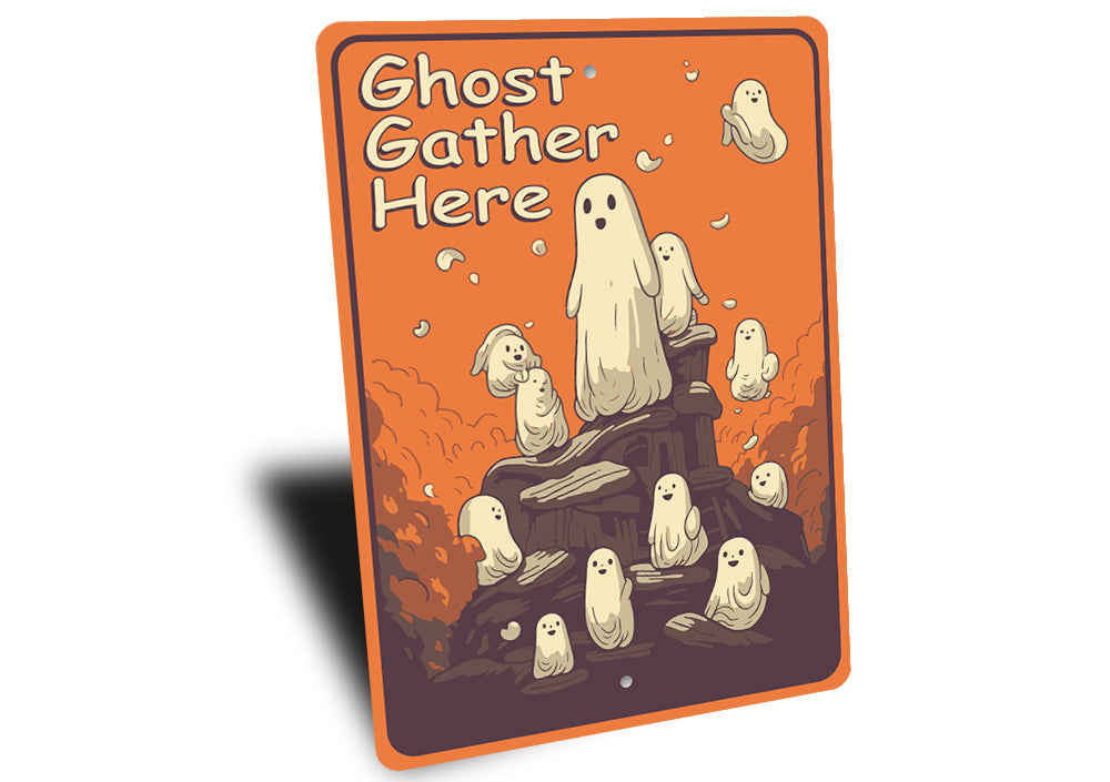 Ghost Gather Here Halloween Sign