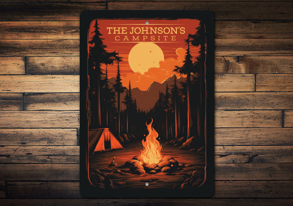 Personalized Family Campsite Campfire Sign