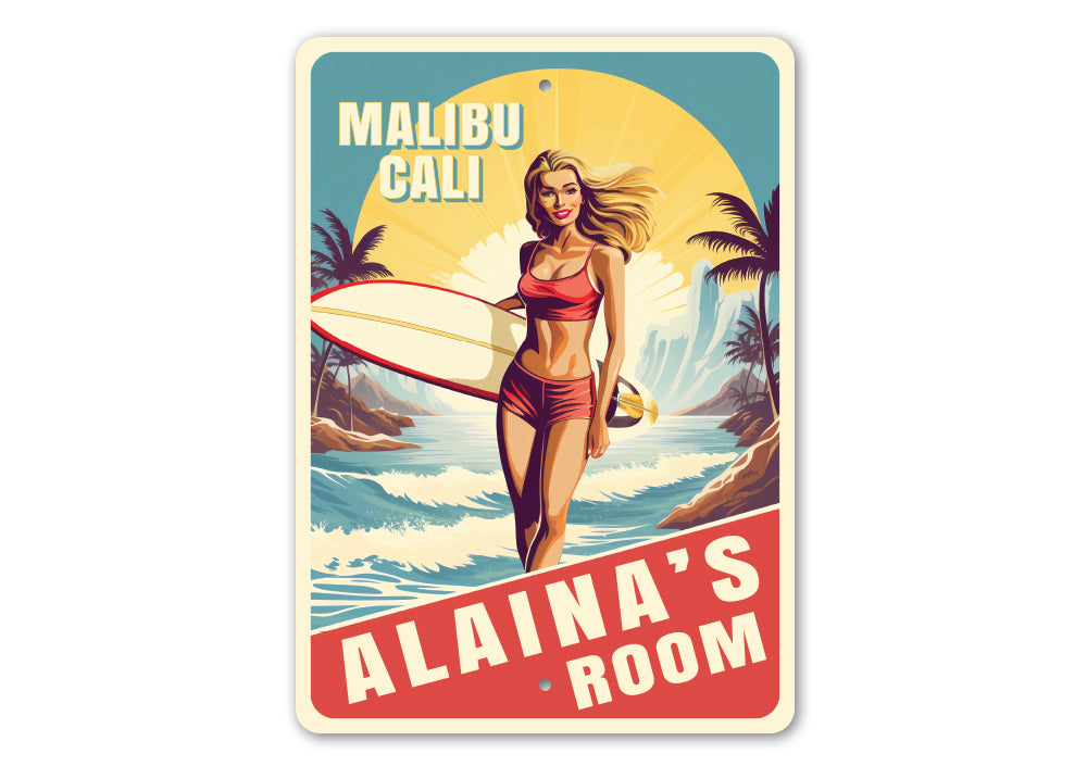 Personalized Surfer Girl Room Surfboard Sign
