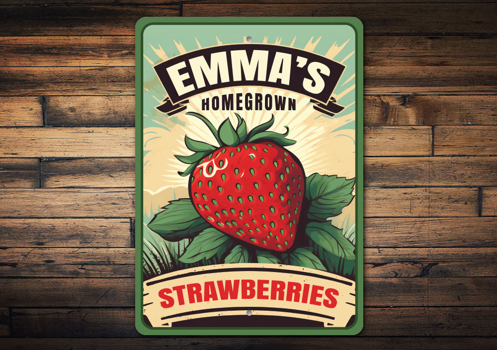 Personalized Homegrown Strawberries Sign