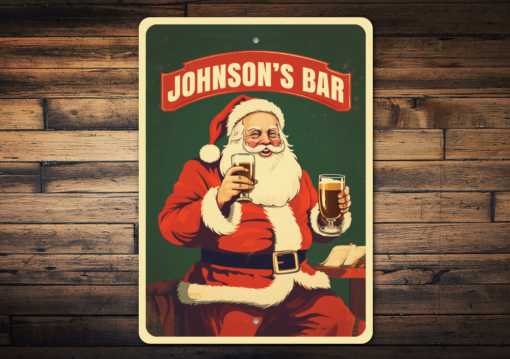 Santa Claus Bar Family Name Sign