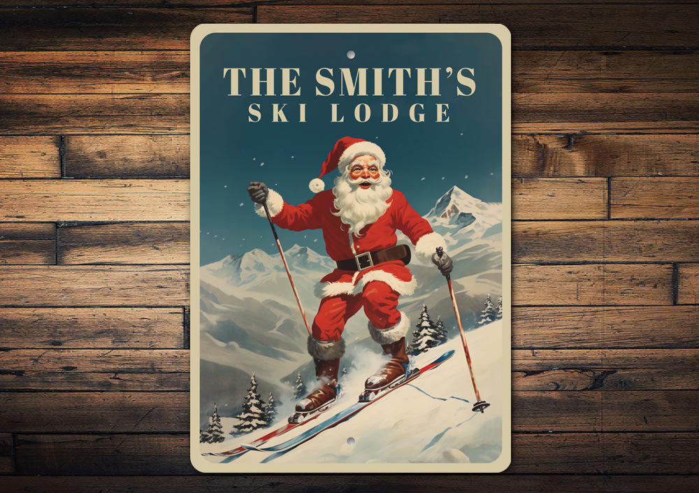 Personalized Santas Skiing Lodge Sign
