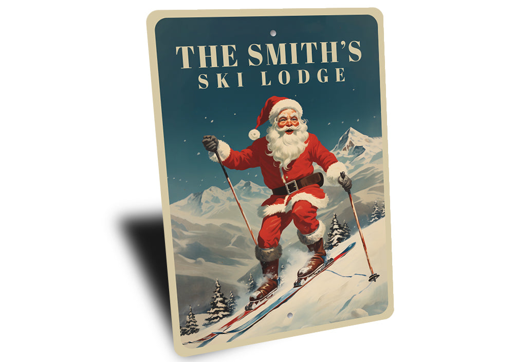 Personalized Santas Skiing Lodge Sign