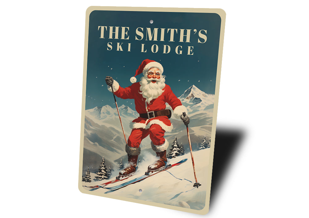 Personalized Santas Skiing Lodge Sign