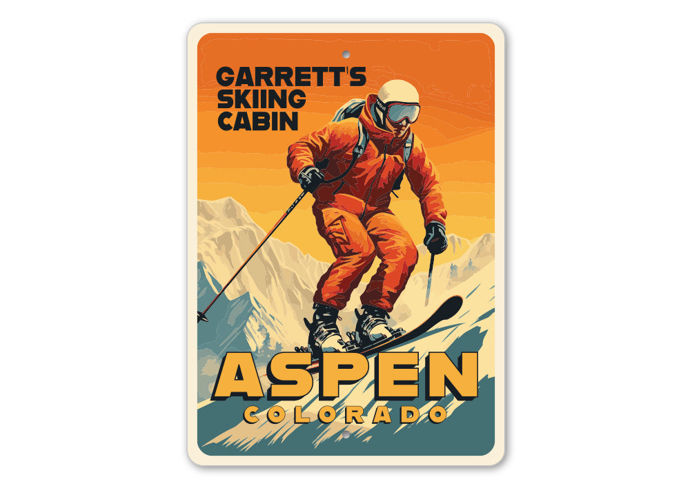 Personalized Retro Ski Location Cabin Sign