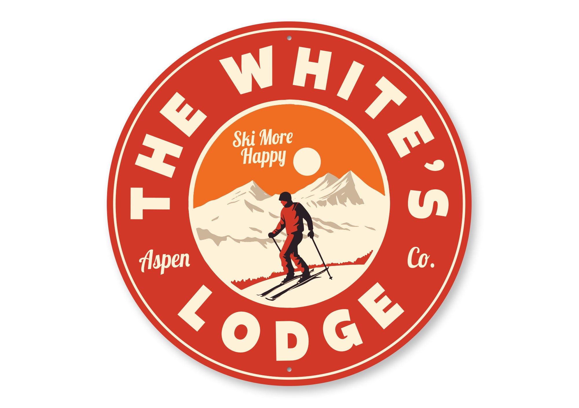 Personalized Family Ski Lodge Sign