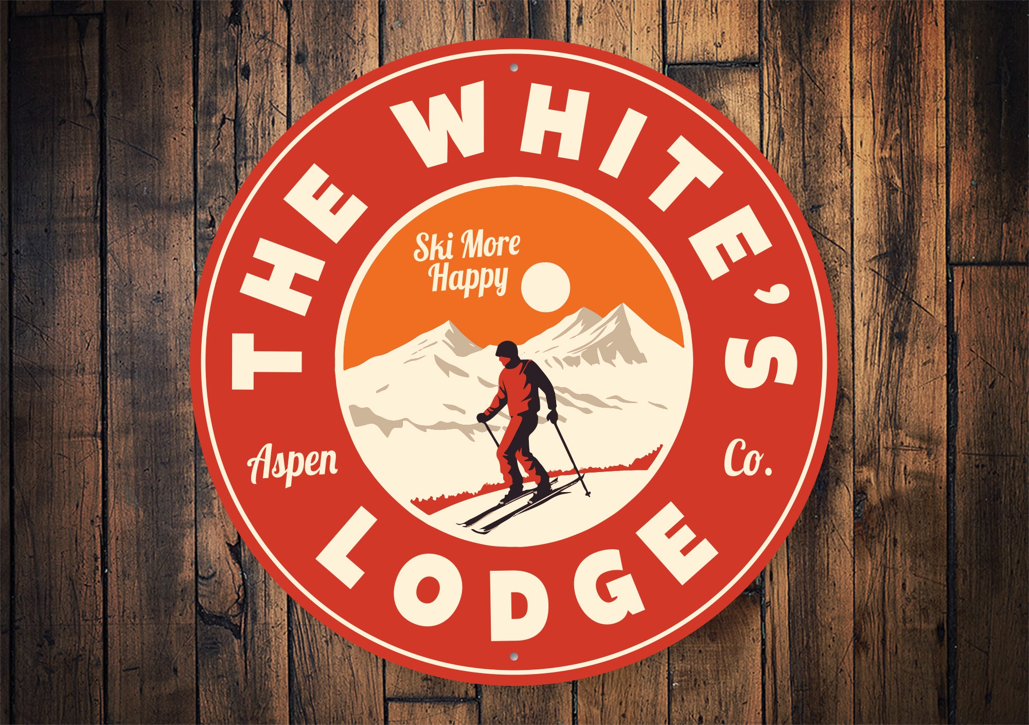 Personalized Family Ski Lodge Sign