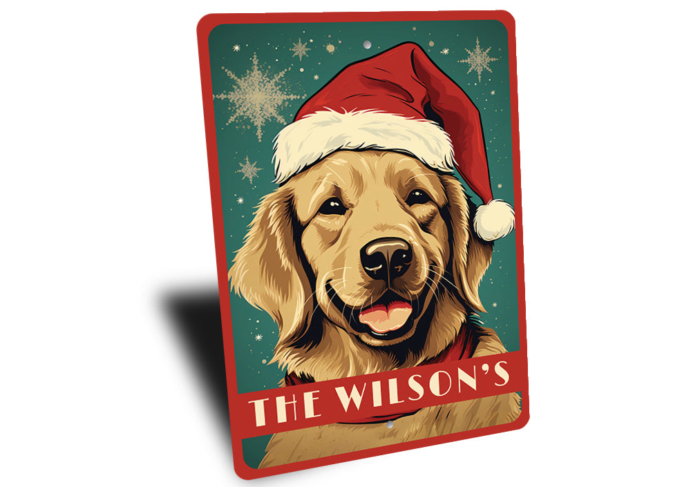 Personalized Golden Retriever Christmas Sign