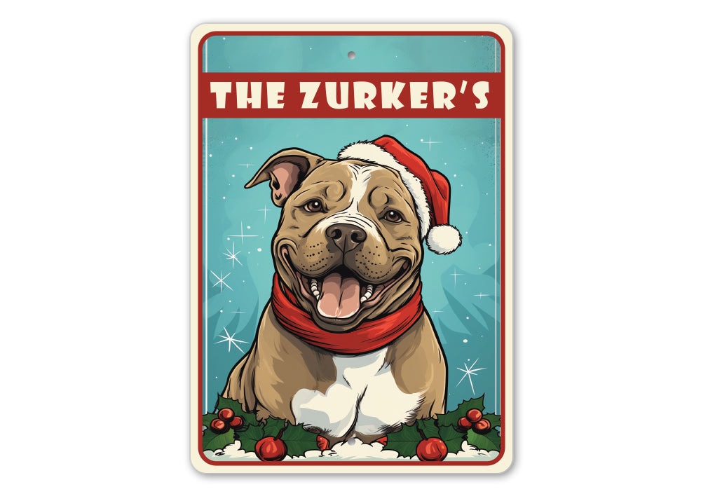 Personalized Pitbull Christmas Welcome Sign