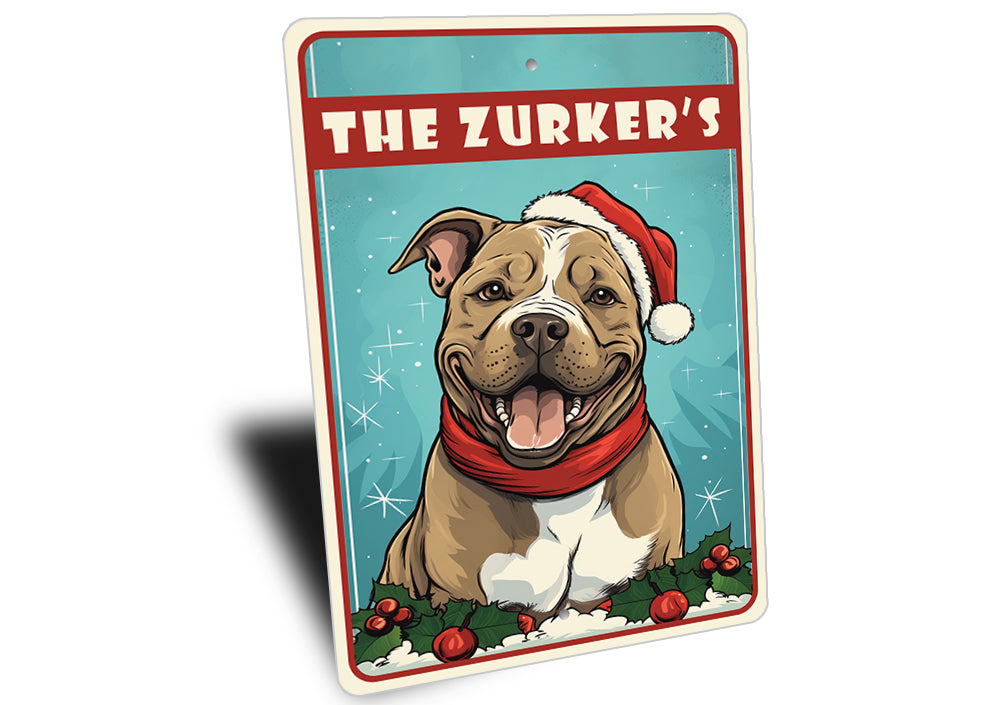 Personalized Pitbull Christmas Welcome Sign