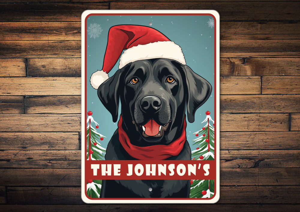 Personalized Black Labrador Christmas Welcome Sign