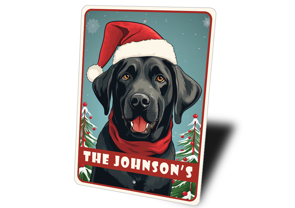 Personalized Black Labrador Christmas Welcome Sign