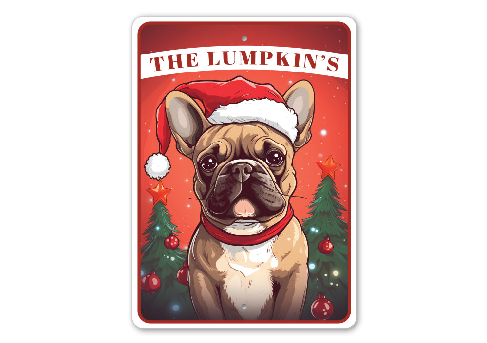 Personalized French Bulldog Christmas Welcome Sign