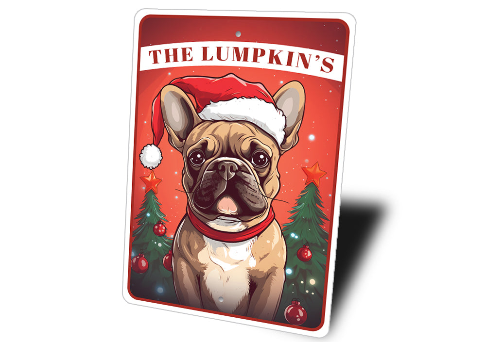 Personalized French Bulldog Christmas Welcome Sign