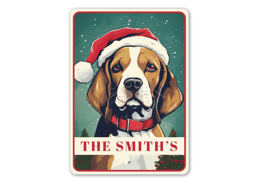 Personalized Beagle Christmas Welcome Sign