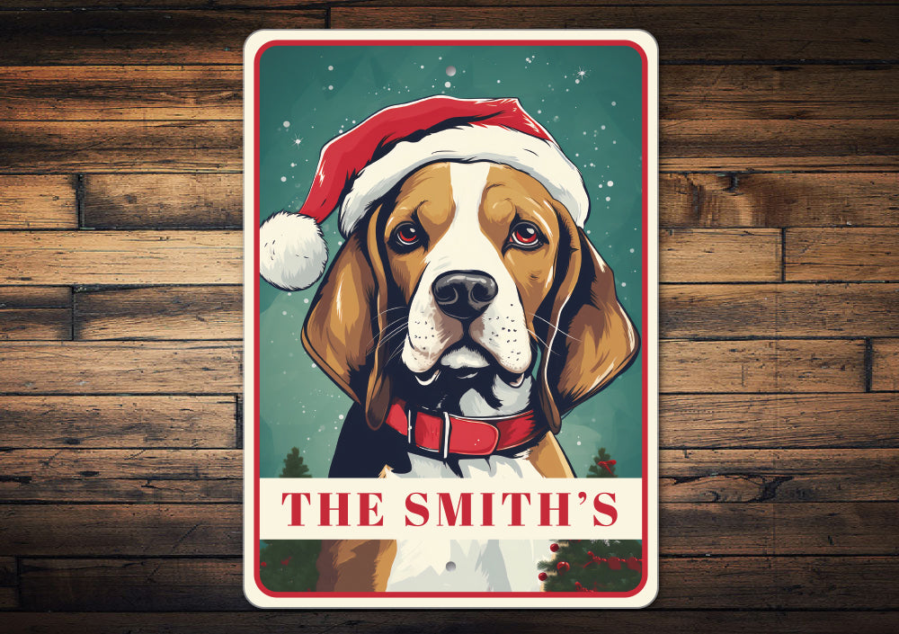 Personalized Beagle Christmas Welcome Sign