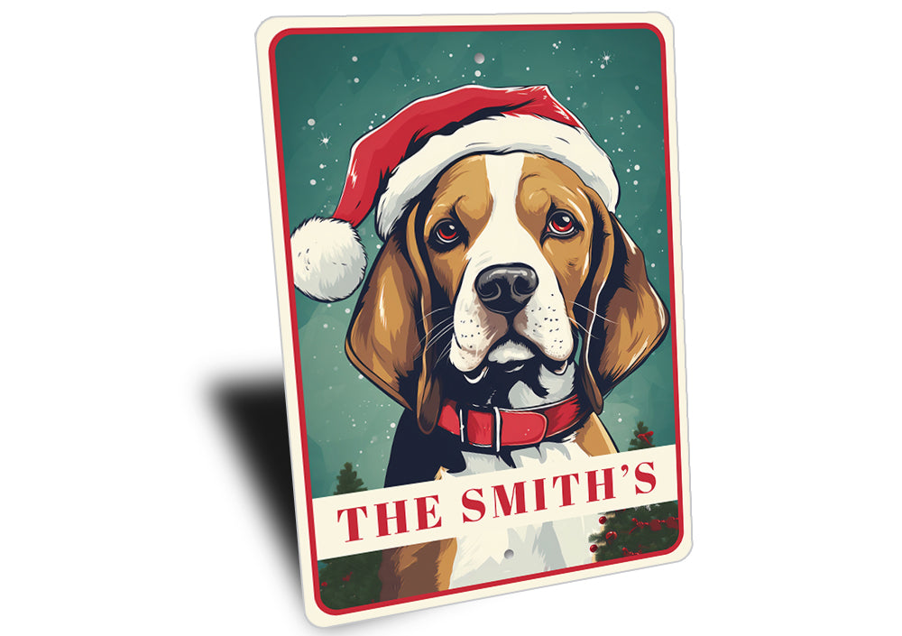 Personalized Beagle Christmas Welcome Sign