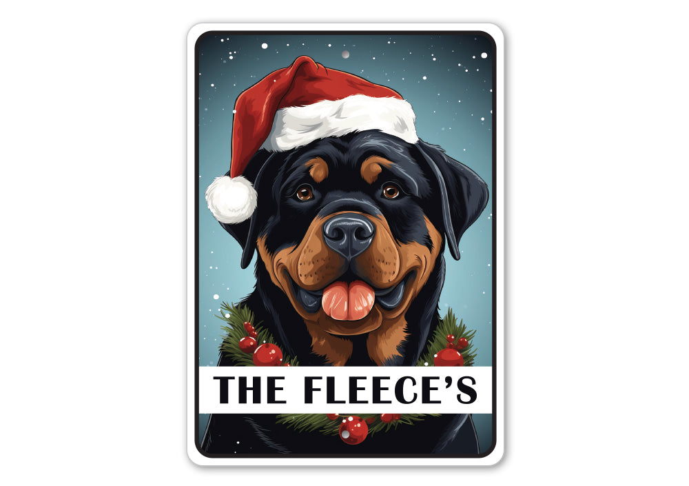 Personalized Rottweiler Christmas Welcome Sign