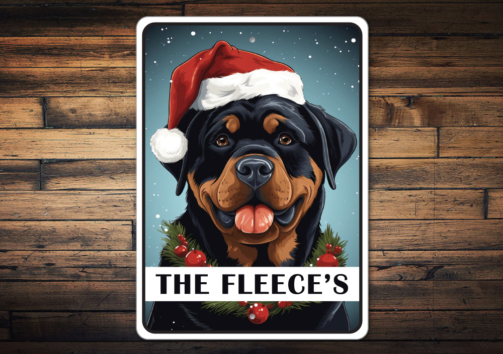 Personalized Rottweiler Christmas Welcome Sign