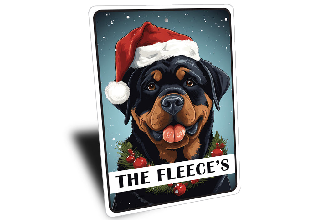 Personalized Rottweiler Christmas Welcome Sign