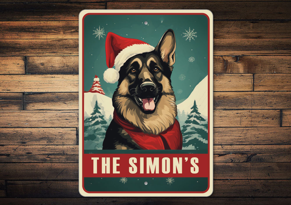 Personalized German Shepherd Christmas Welcome Sign