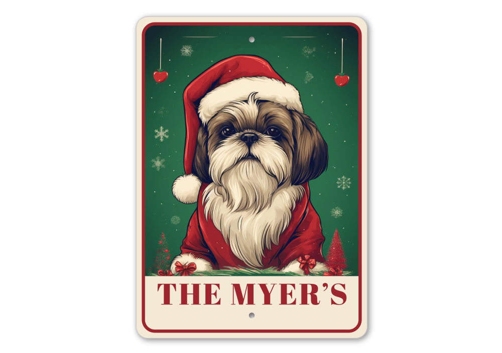 Personalized Shih Tzu Christmas Welcome Sign