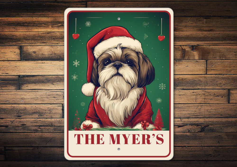 Personalized Shih Tzu Christmas Welcome Sign