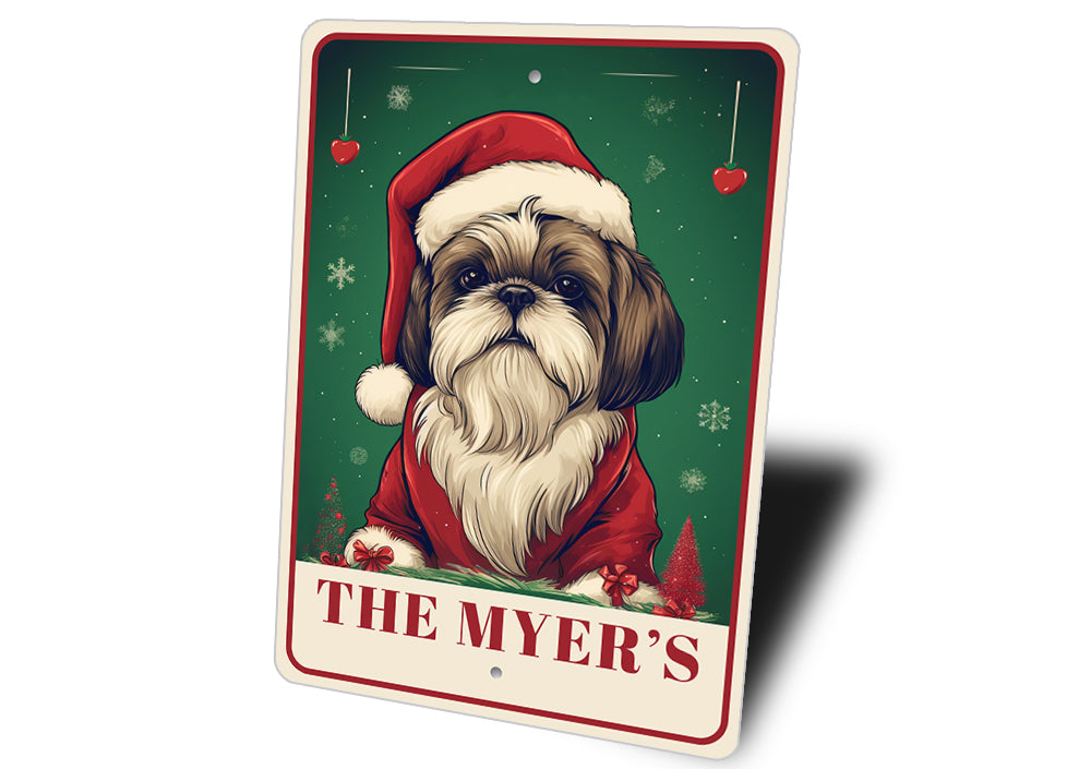 Personalized Shih Tzu Christmas Welcome Sign