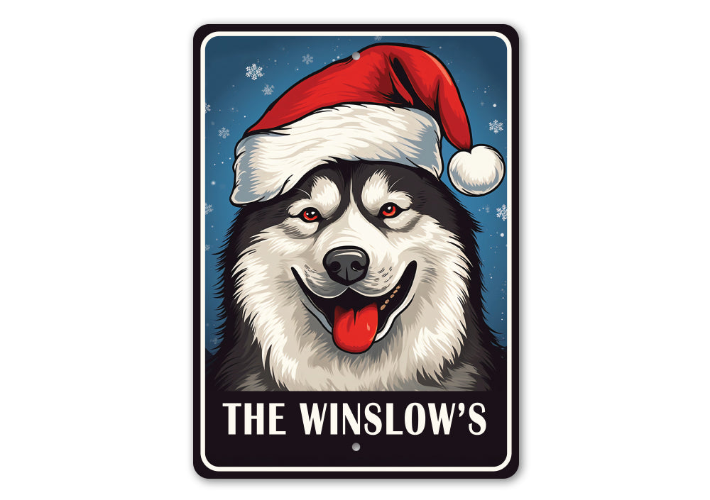Personalized Husky Christmas Welcome Sign
