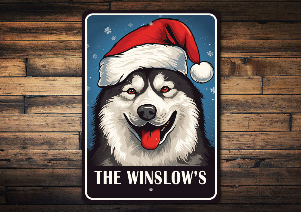 Personalized Husky Christmas Welcome Sign