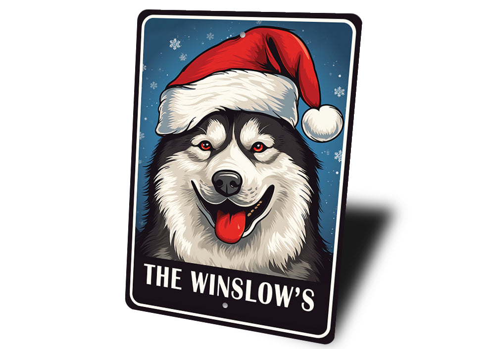 Personalized Husky Christmas Welcome Sign