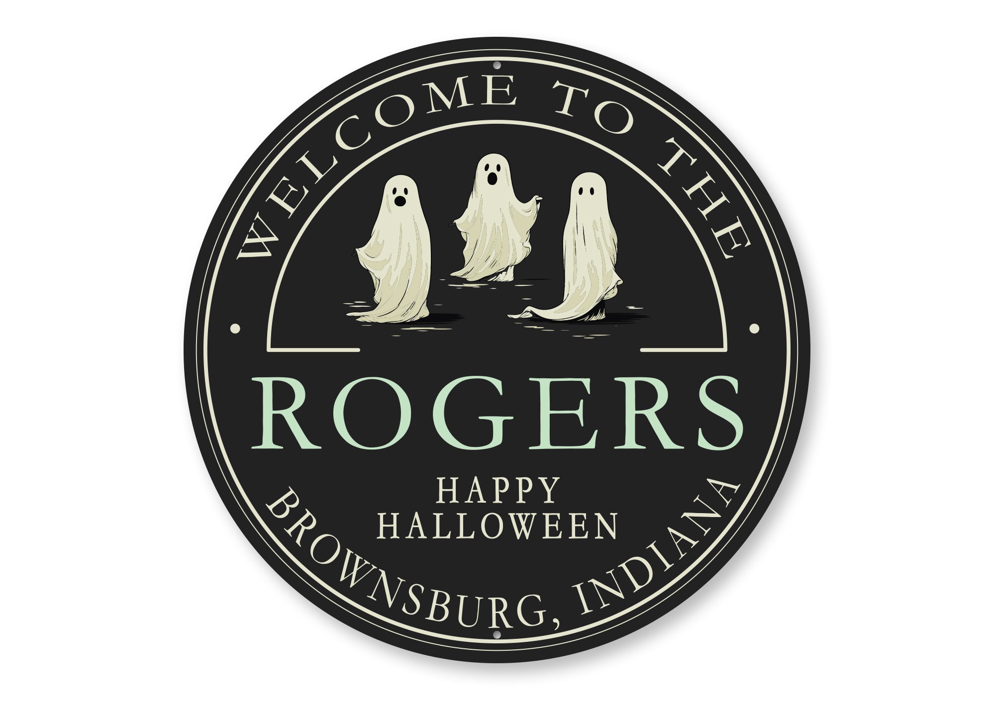 Retro Ghost Happy Halloween Welcome Sign