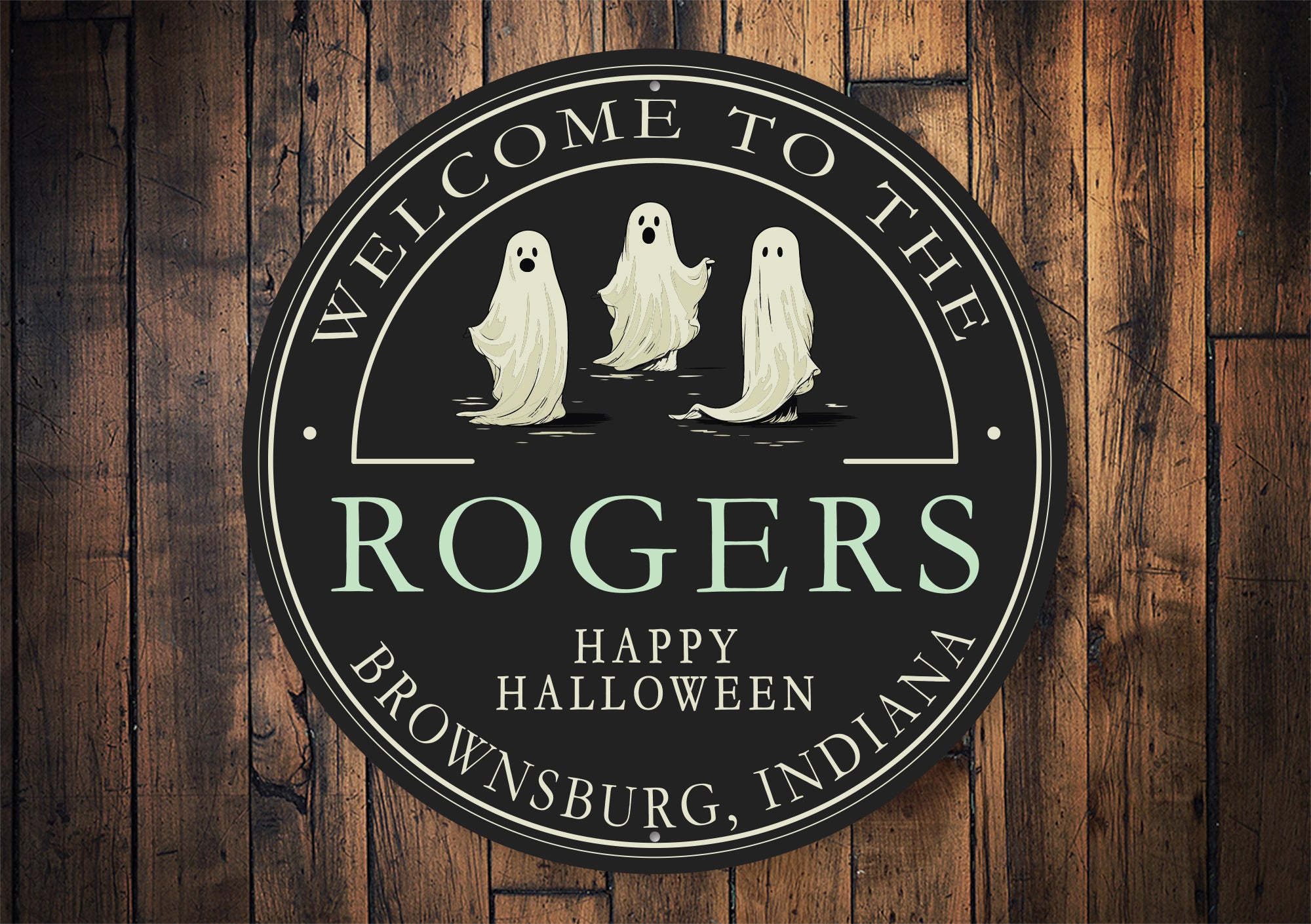 Retro Ghost Happy Halloween Welcome Sign