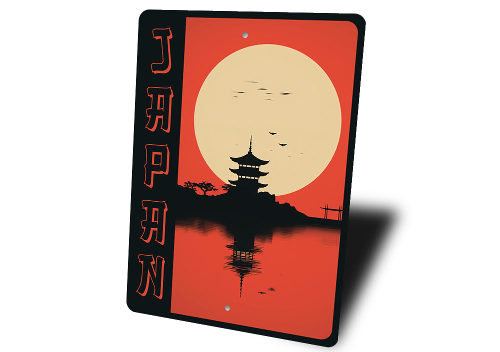 Japan Sea Sunset Pagoda Sign