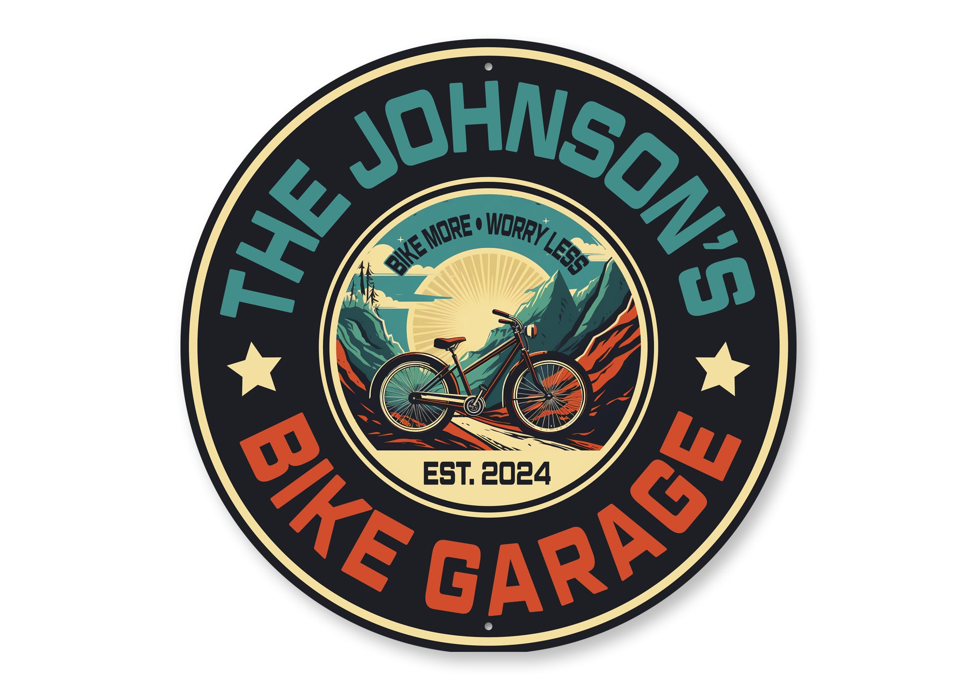 Retro Personalized Family Bike Garage Sign