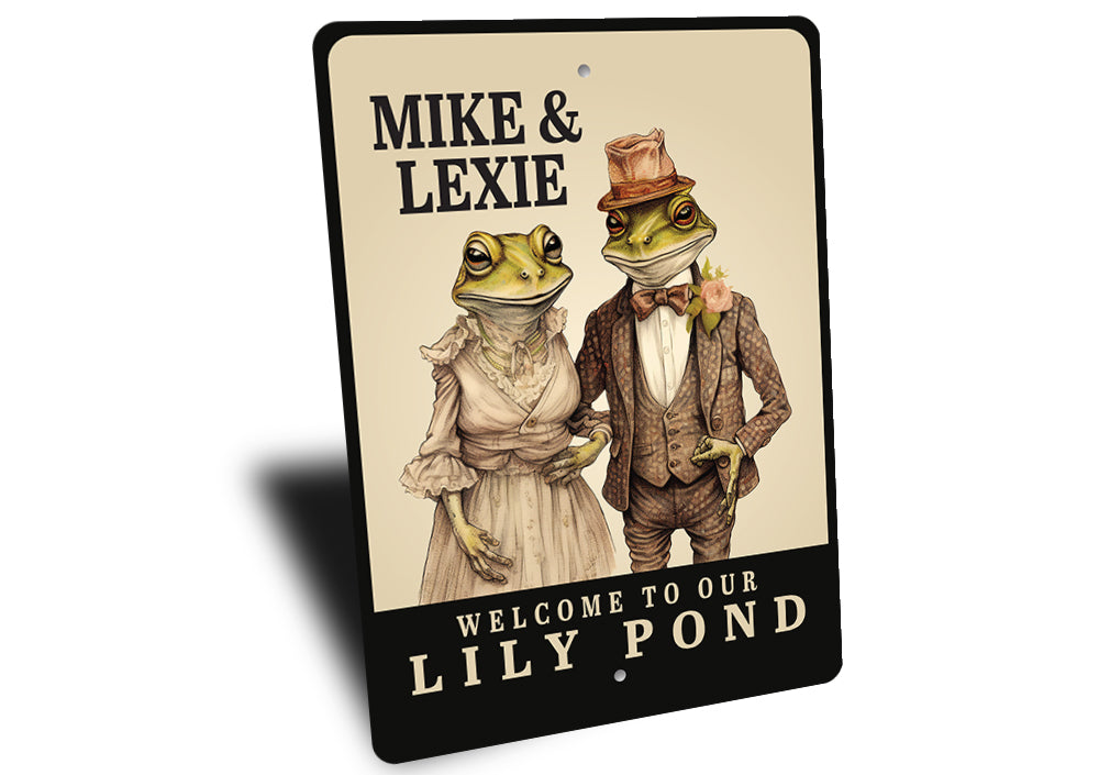 Custom Couples Frog Lily Pond Sign