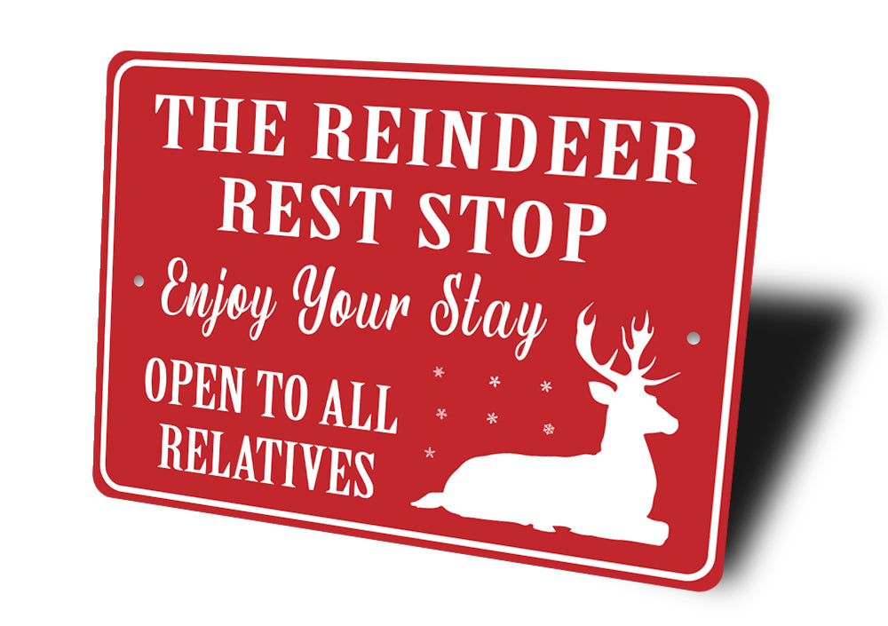 Reindeer Rest Stop Open To Relatives Christmas Sign