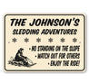 Custom Family Sledding Adventures Sign